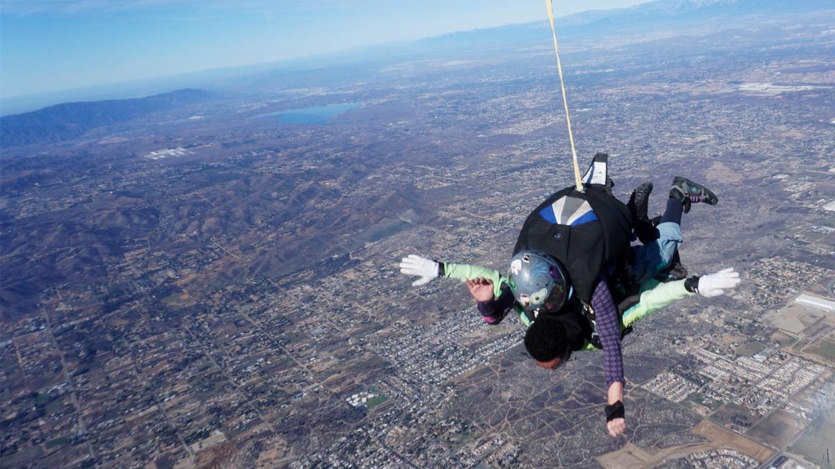 Tandem freefall during a No Sympathy skydiving experience